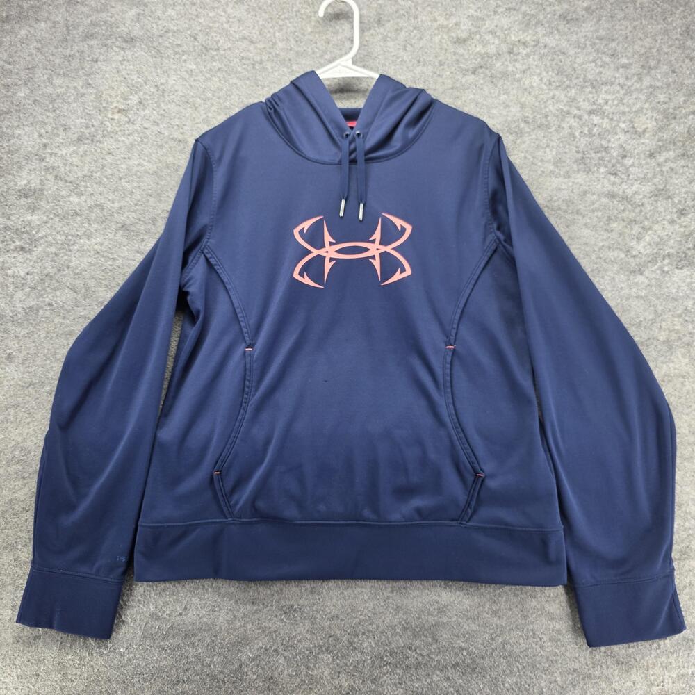 Under Armour Hoodie Mens L Blue Pullover Fleece Hooded Water Resistant Light